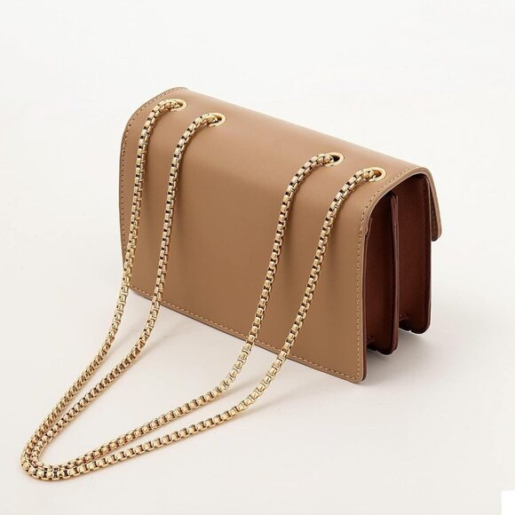 Women Brown Imported Faux Leather Twist Lock Crossbody Designer Handbags - Picture 5 of 8